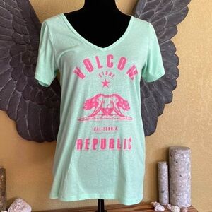 Volcom Green V-neck Shirt Top